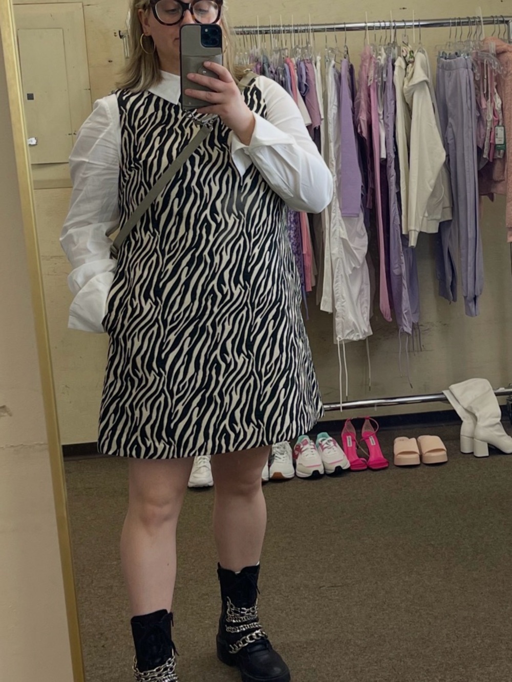Ted Baker Black and White Zebra-Print Long Sleeve Dress